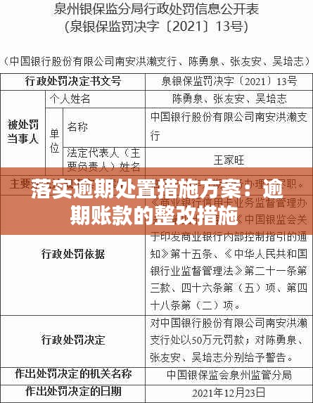 落实逾期处置措施方案：逾期账款的整改措施 